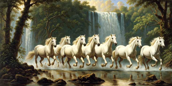 Seven White Horses Painting for Career Growth & Wealth Flow – Vastu & Feng Shui